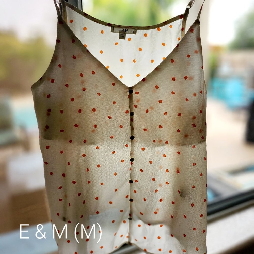 White & orange polka dot tank top